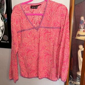 Funky People Vintage Y2K Pink Paisley Blouse